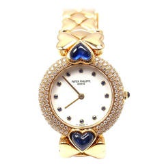 Retro Patek Philippe Lady's Yellow Gold, Diamond and Sapphire Bracelet Watch