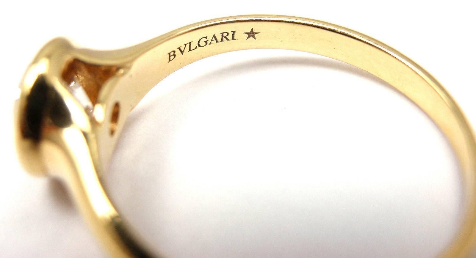18k Yellow Gold Diamond Solitaire Engagement Ring by Bulgari. 
With 1 round brilliant cut diamond .70ct VVS2 clarity, G color Polish Very Good 
Includes Bulgari box, Bulgari certificate and GIA diamond certificate.

Details:
Ring size: