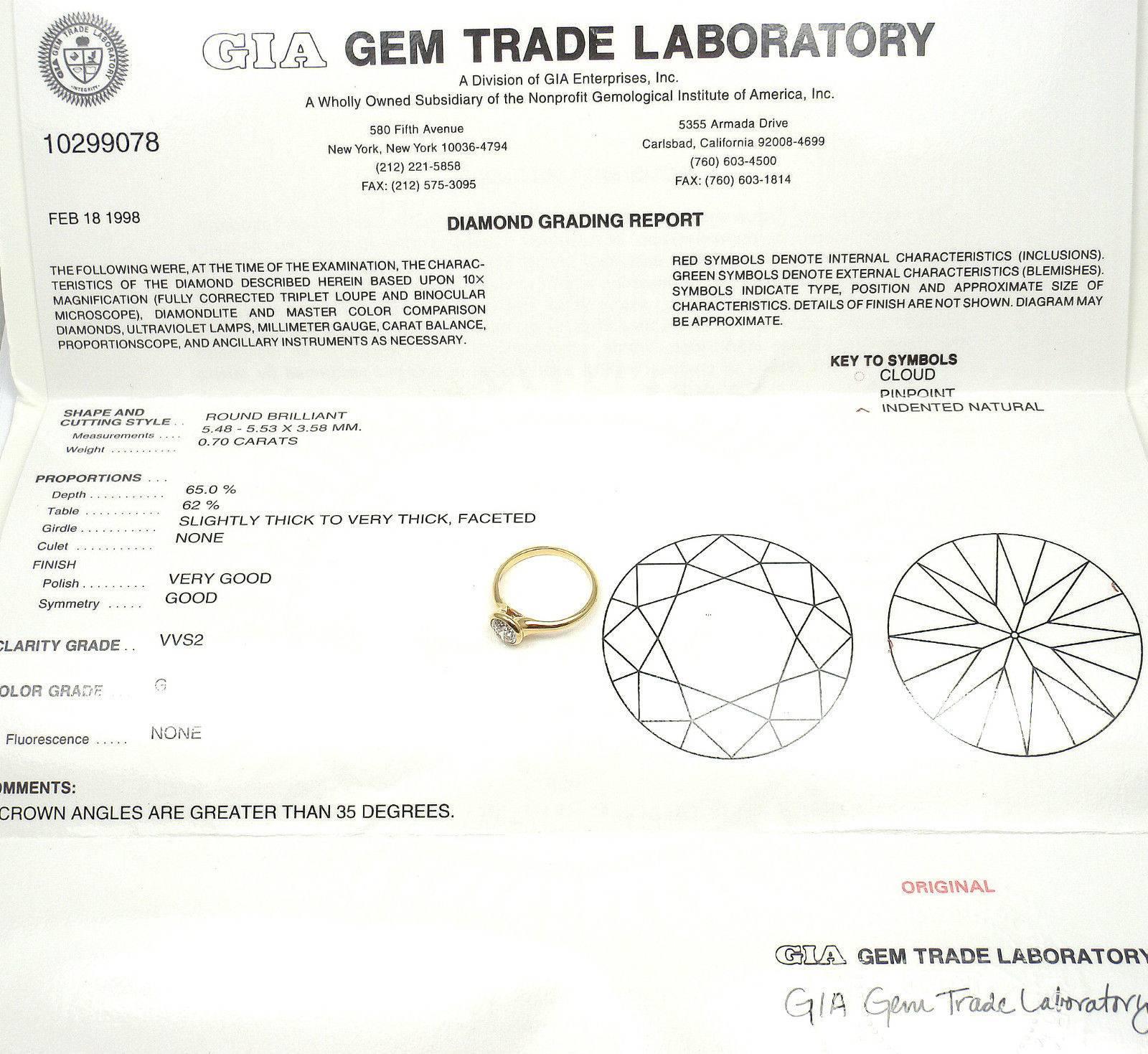 Women's Bulgari .70 Carat Diamond Gold Solitaire Engagement Ring