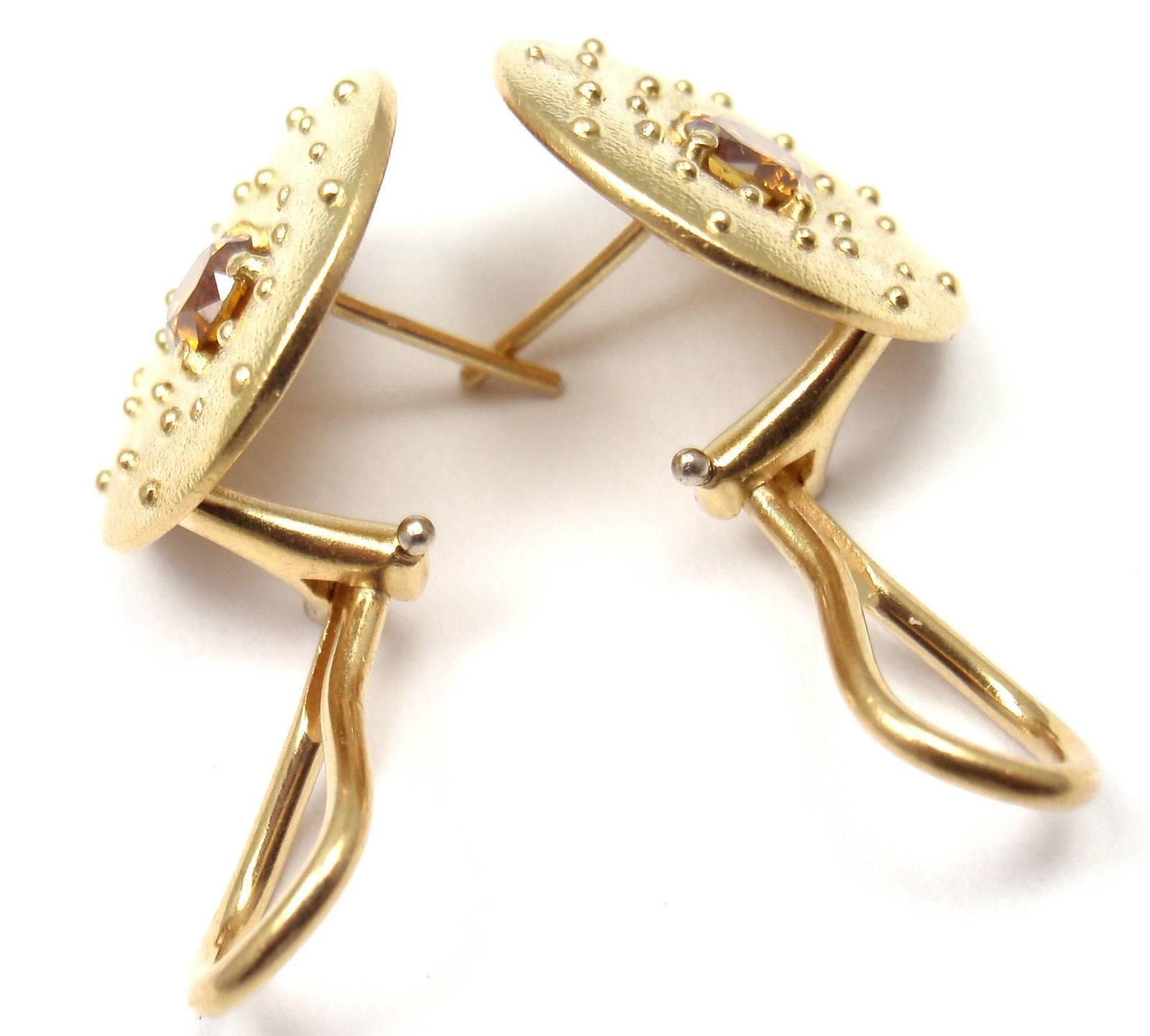 Alex Sepkus Fancy Brown Diamond Gold Earrings In New Condition In Holland, PA