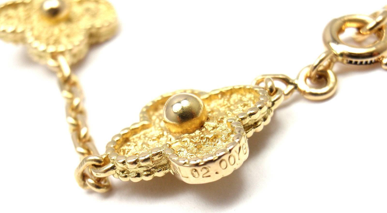 Van Cleef & Arpels Vintage Alhambra Five Motif Gold Link Bracelet In New Condition In Holland, PA
