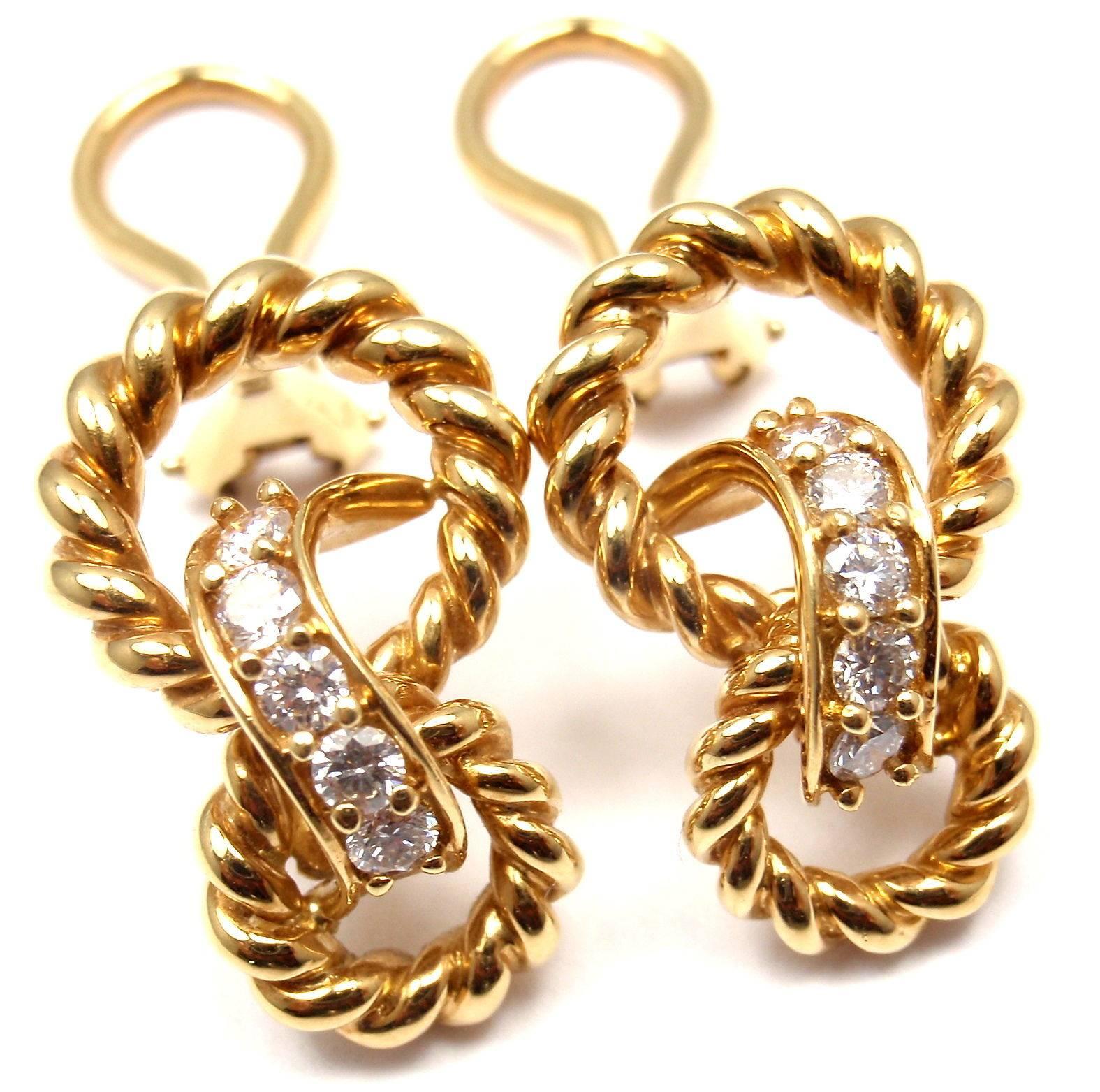Tiffany & Co. Diamond Gold Earrings In New Condition In Holland, PA