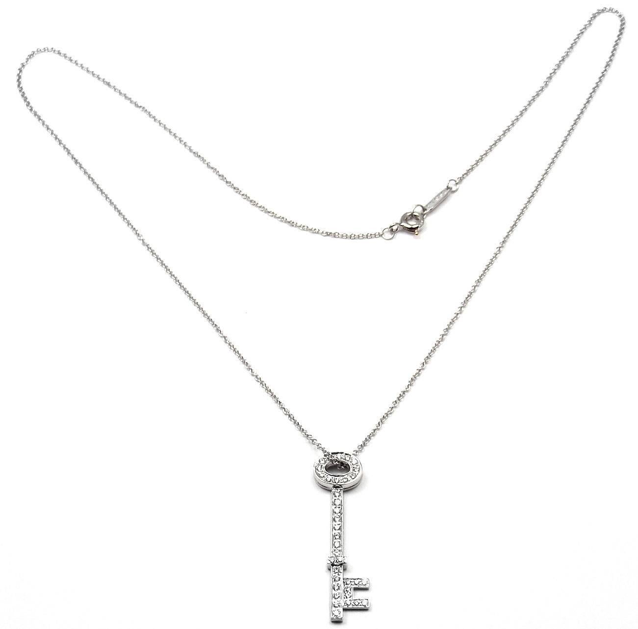 Women's Tiffany & Co. Diamond Platinum Oval Key Pendant Necklace