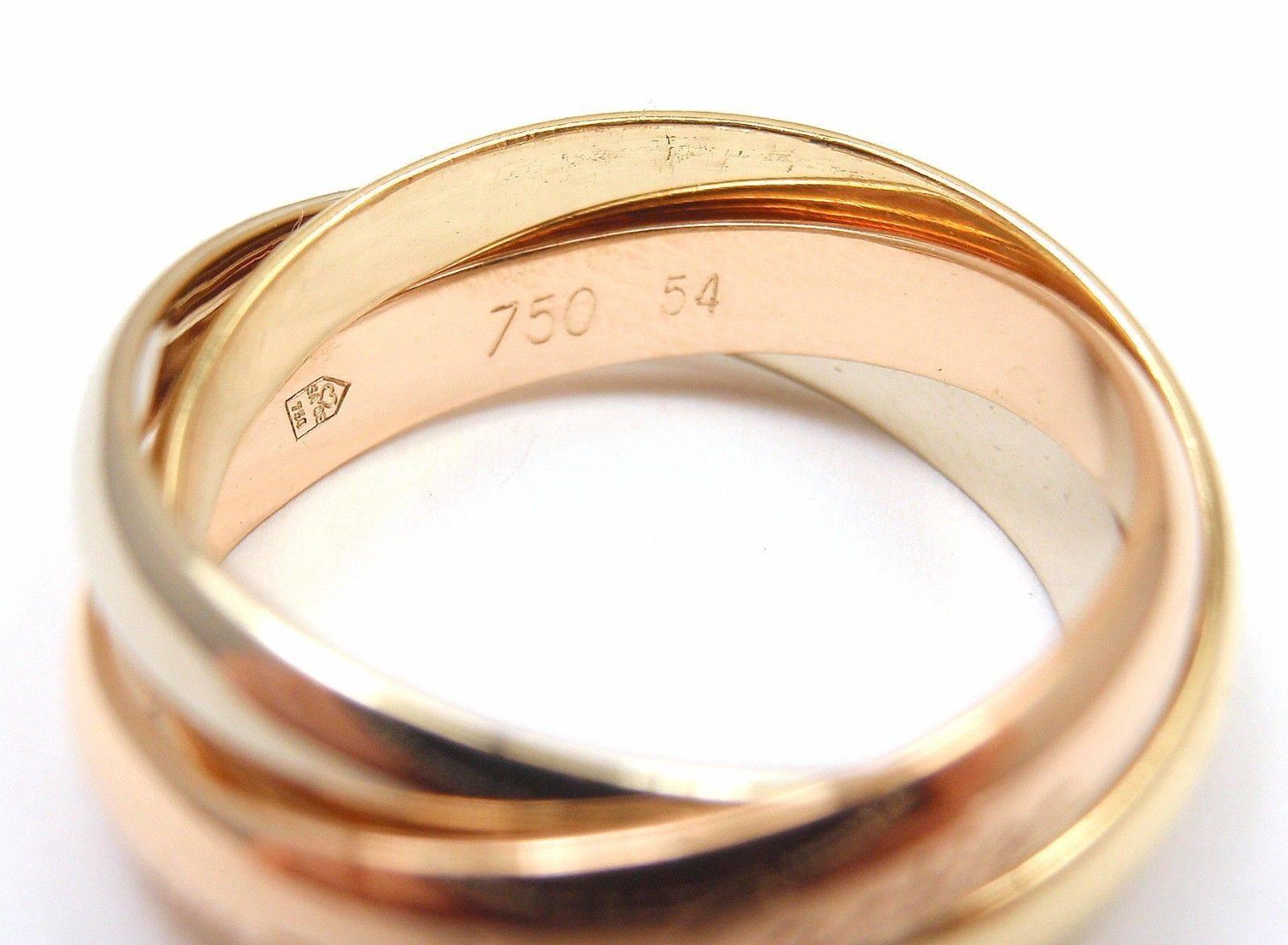 Cartier Les Must De Cartier Three Color Gold Trinity Band Ring In New Condition In Holland, PA