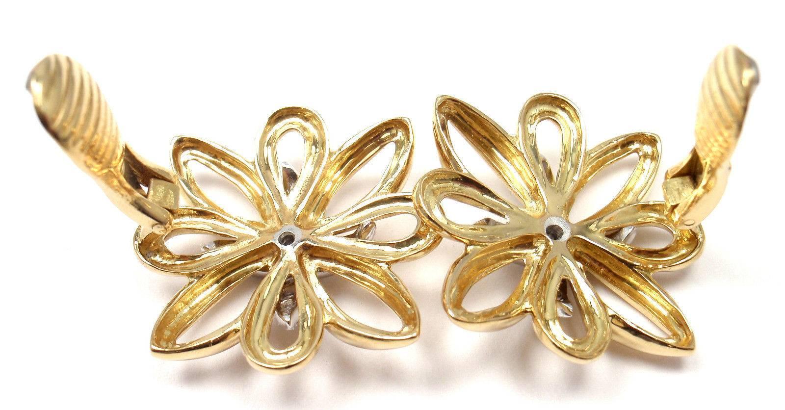 Tiffany & Co. Large Diamond Gold Earrings 2