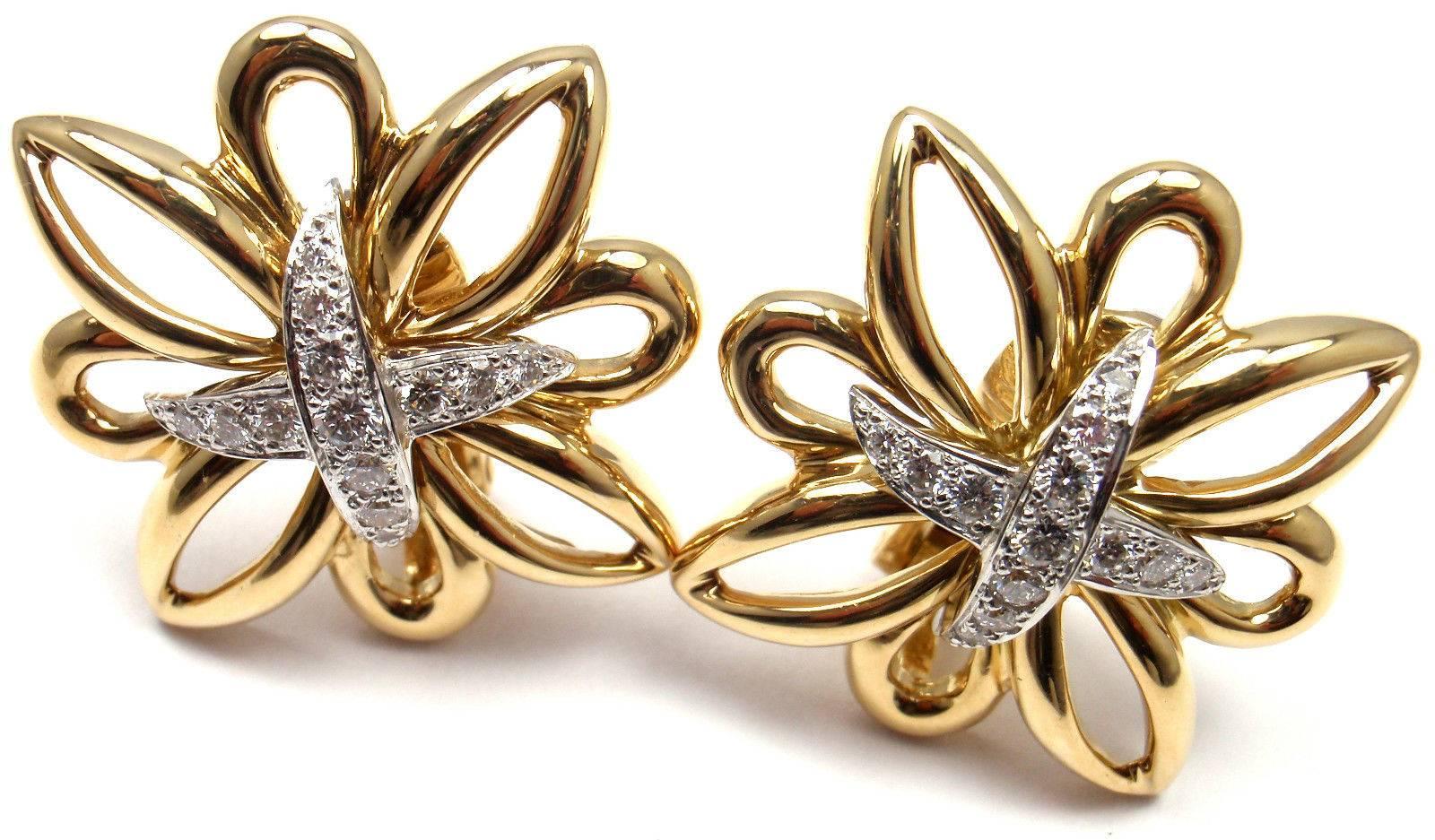 Tiffany & Co. Large Diamond Gold Earrings 1