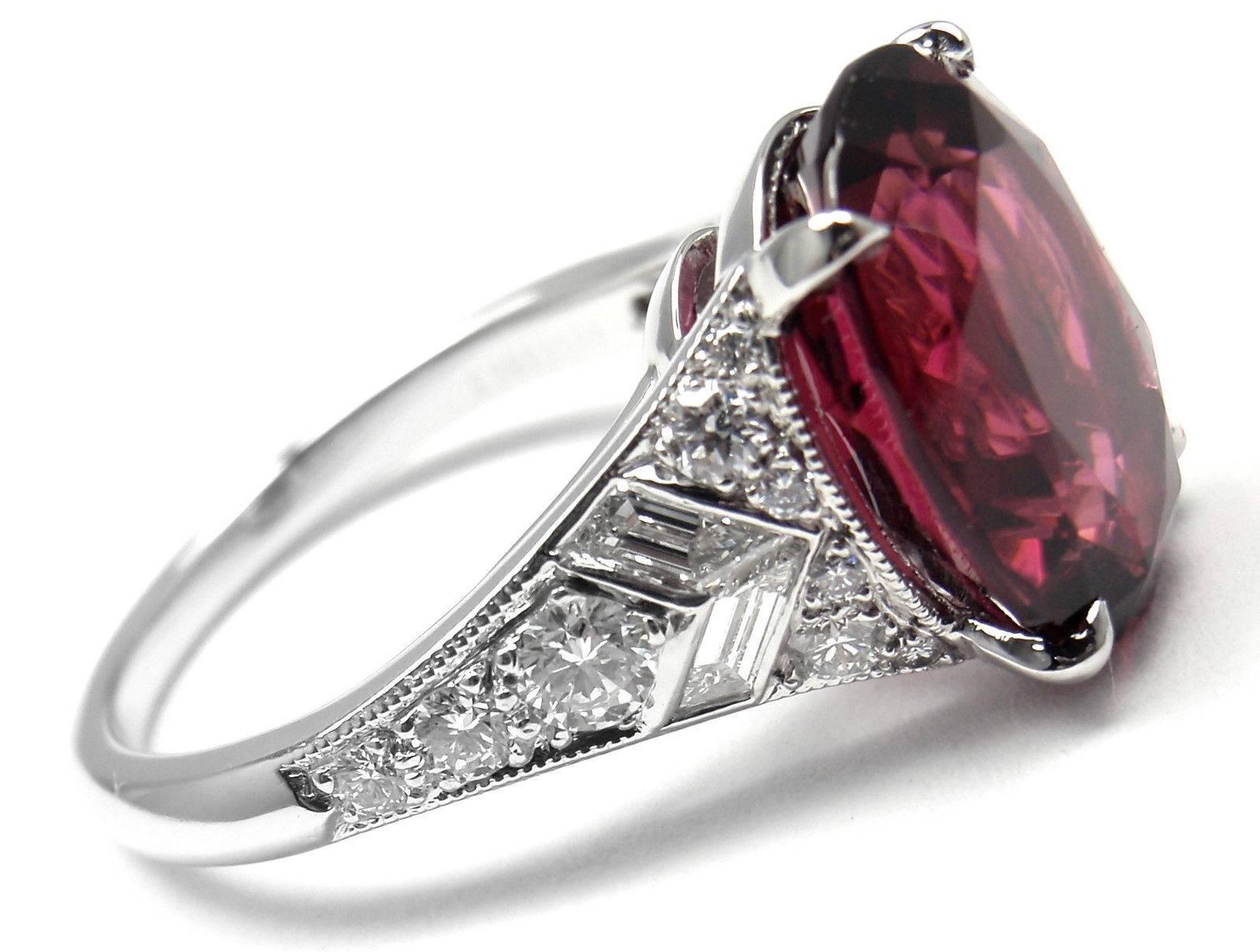 Tiffany & Co. 6.07 Carat Rubellite Diamond Platinum Ring In New Condition In Holland, PA
