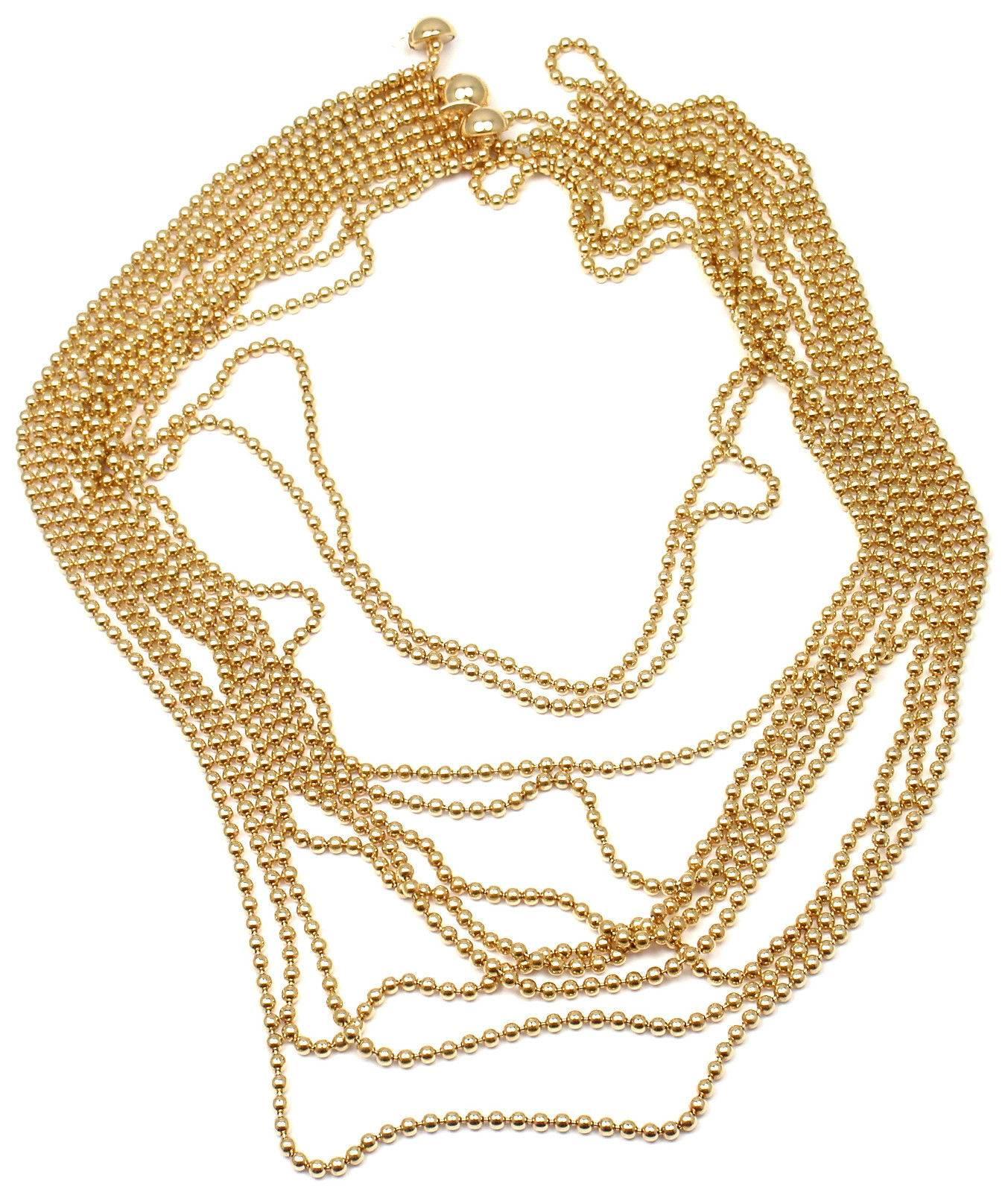 Cartier Draperie de Decollete 10 Strand Gold Necklace In New Condition In Holland, PA