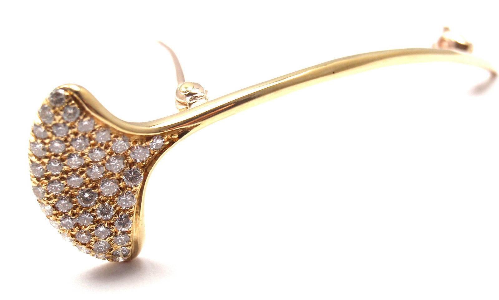 Tiffany & Co. Diamond Gold Flower Pin Brooch 3