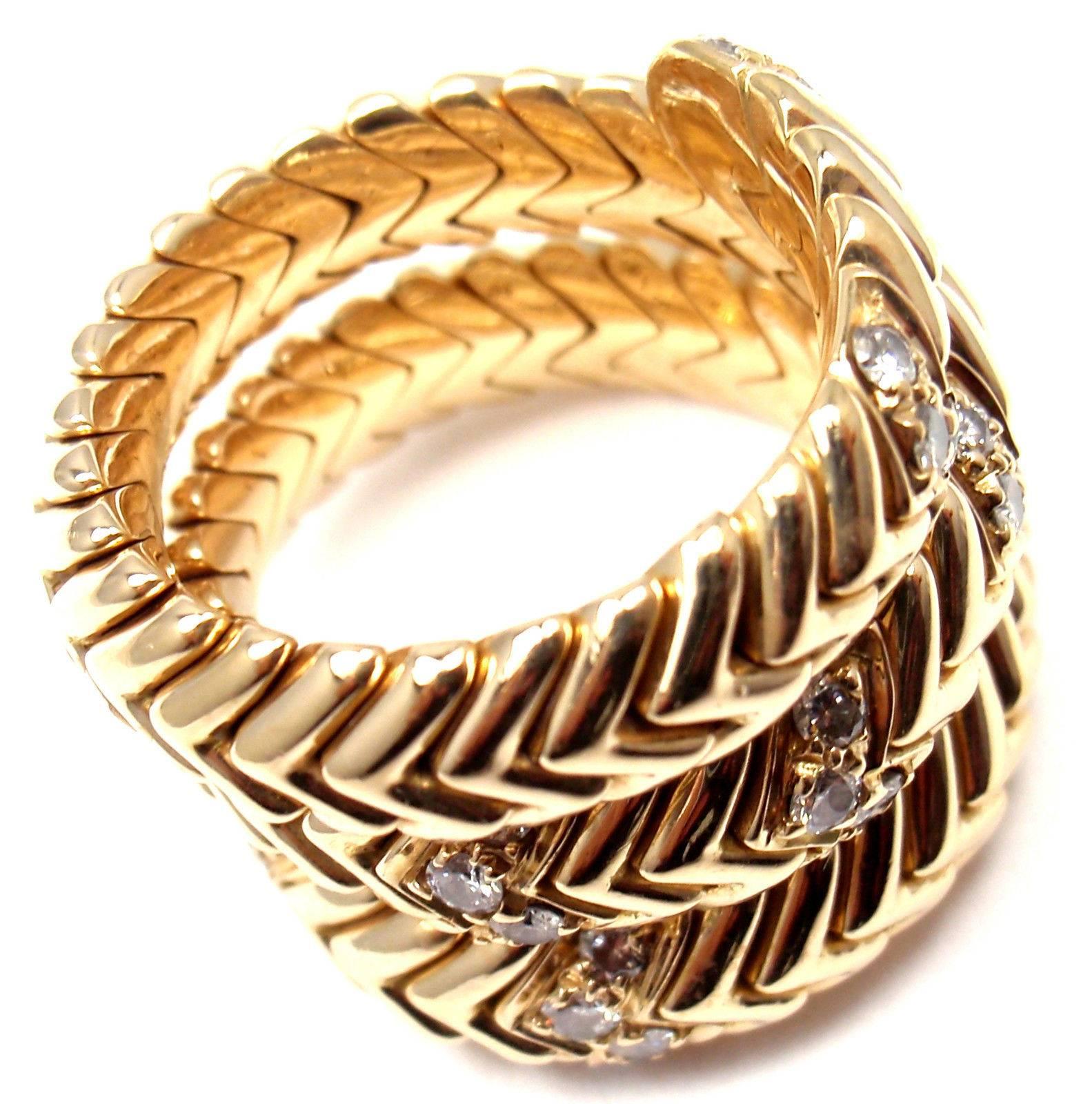 Women's Bulgari Diamond Gold Spiga Snake Band Ring