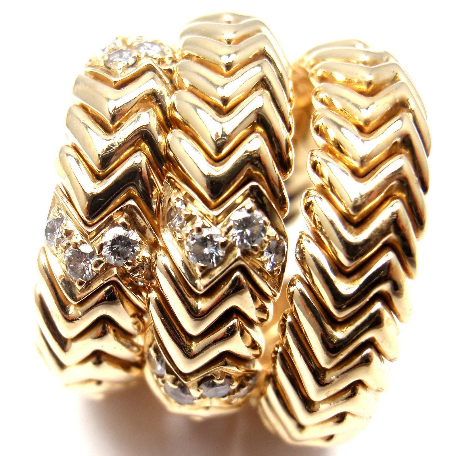 Bulgari Diamond Gold Spiga Snake Band Ring 1