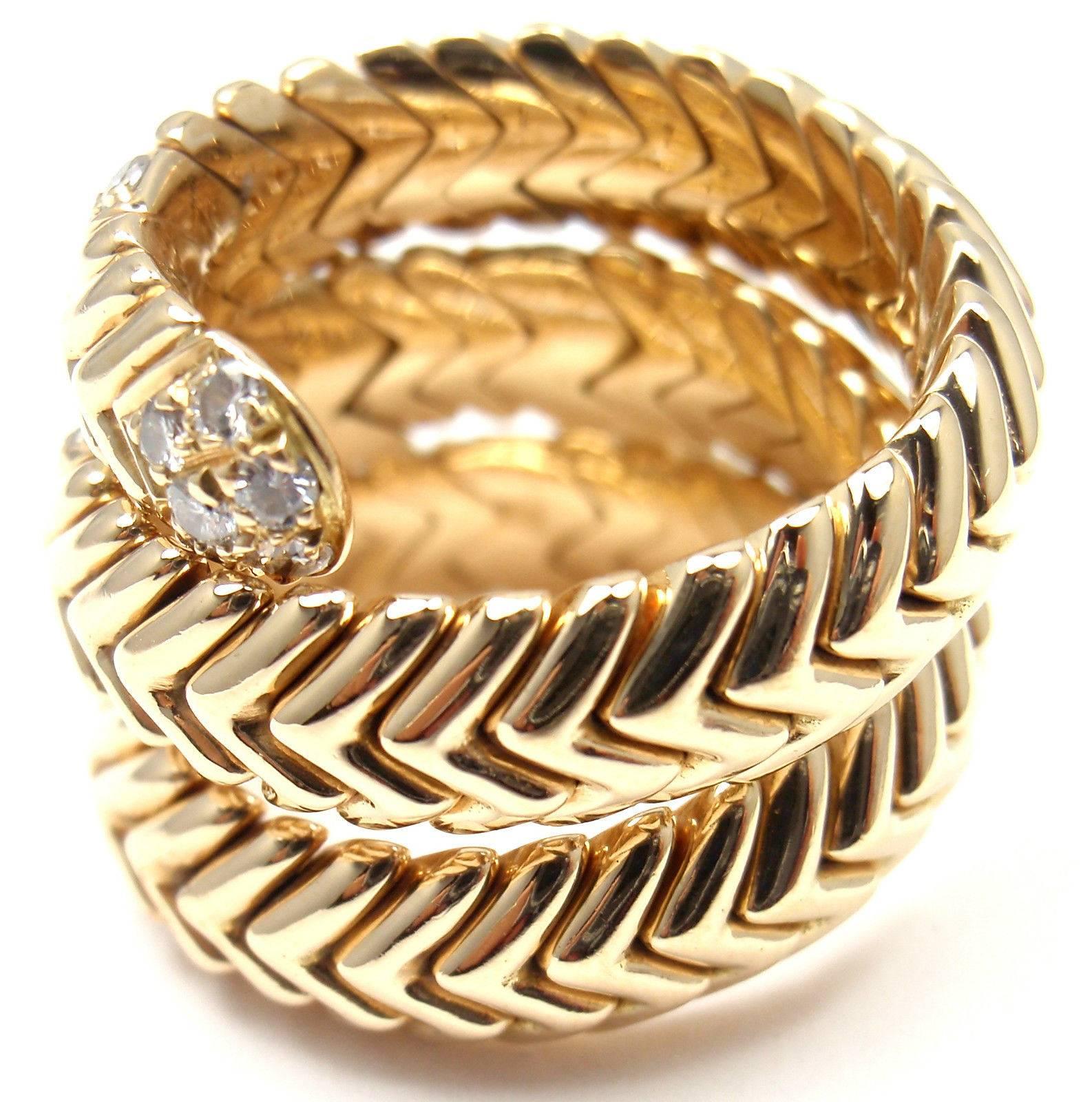 Bulgari Diamond Gold Spiga Snake Band Ring 4