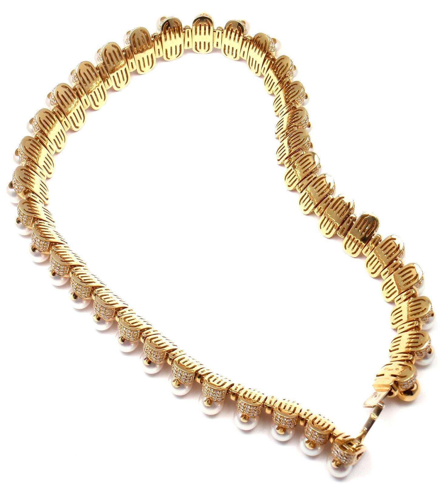 Women's Bulgari Celtaura Pearl Diamond Gold Choker Necklace