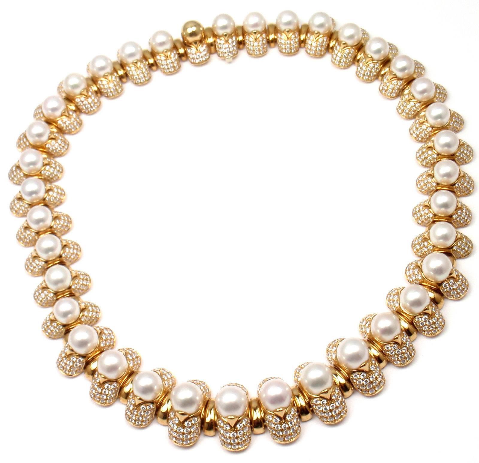 Bulgari Celtaura Pearl Diamond Gold Choker Necklace 1