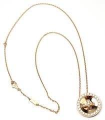 Van Cleef & Arpels Diamond Gold Button Pendant Necklace