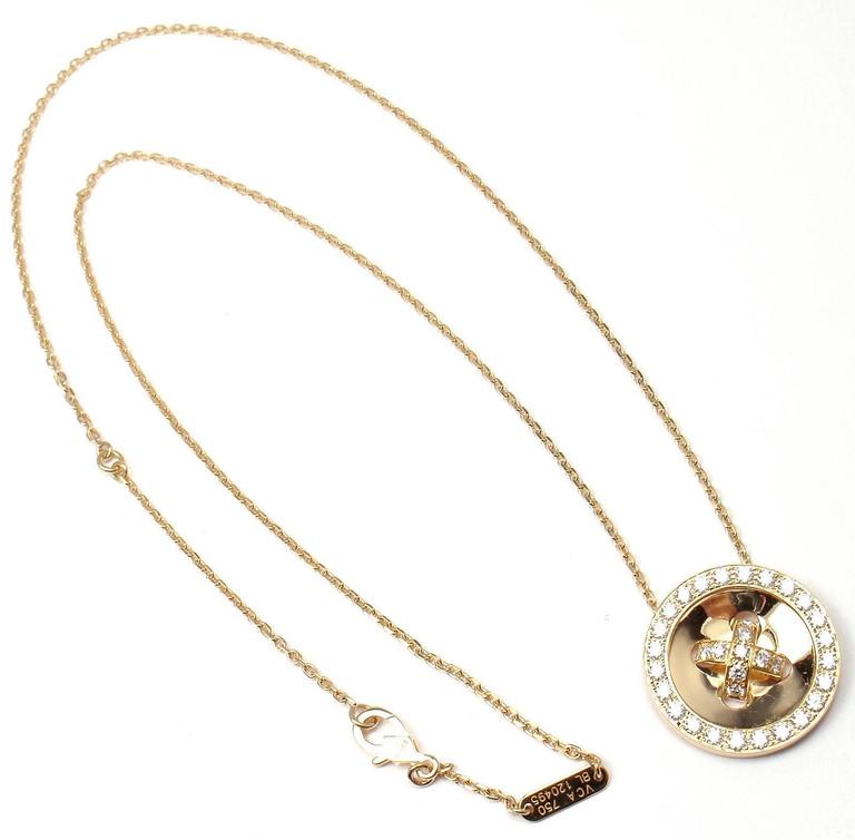 Van Cleef and Arpels Diamond Gold Button Pendant Necklace at 1stDibs