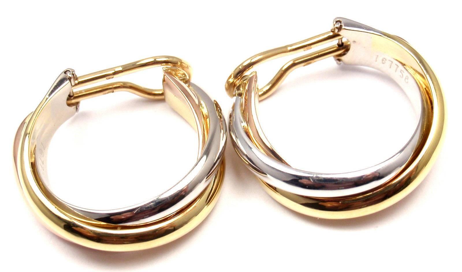 Cartier Trinity two color gold Hoop Earrings 1