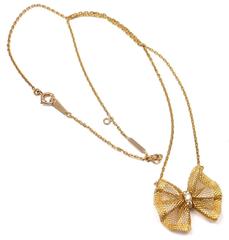 Van Cleef & Arpels Diamond Gold Bow Pendant Necklace