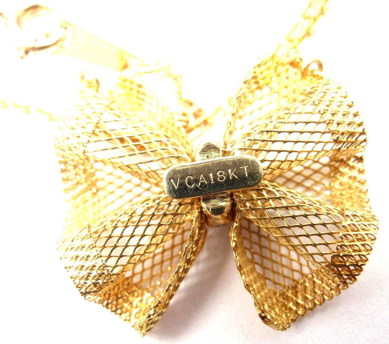 Van Cleef & Arpels Diamond Gold Bow Pendant Necklace 3
