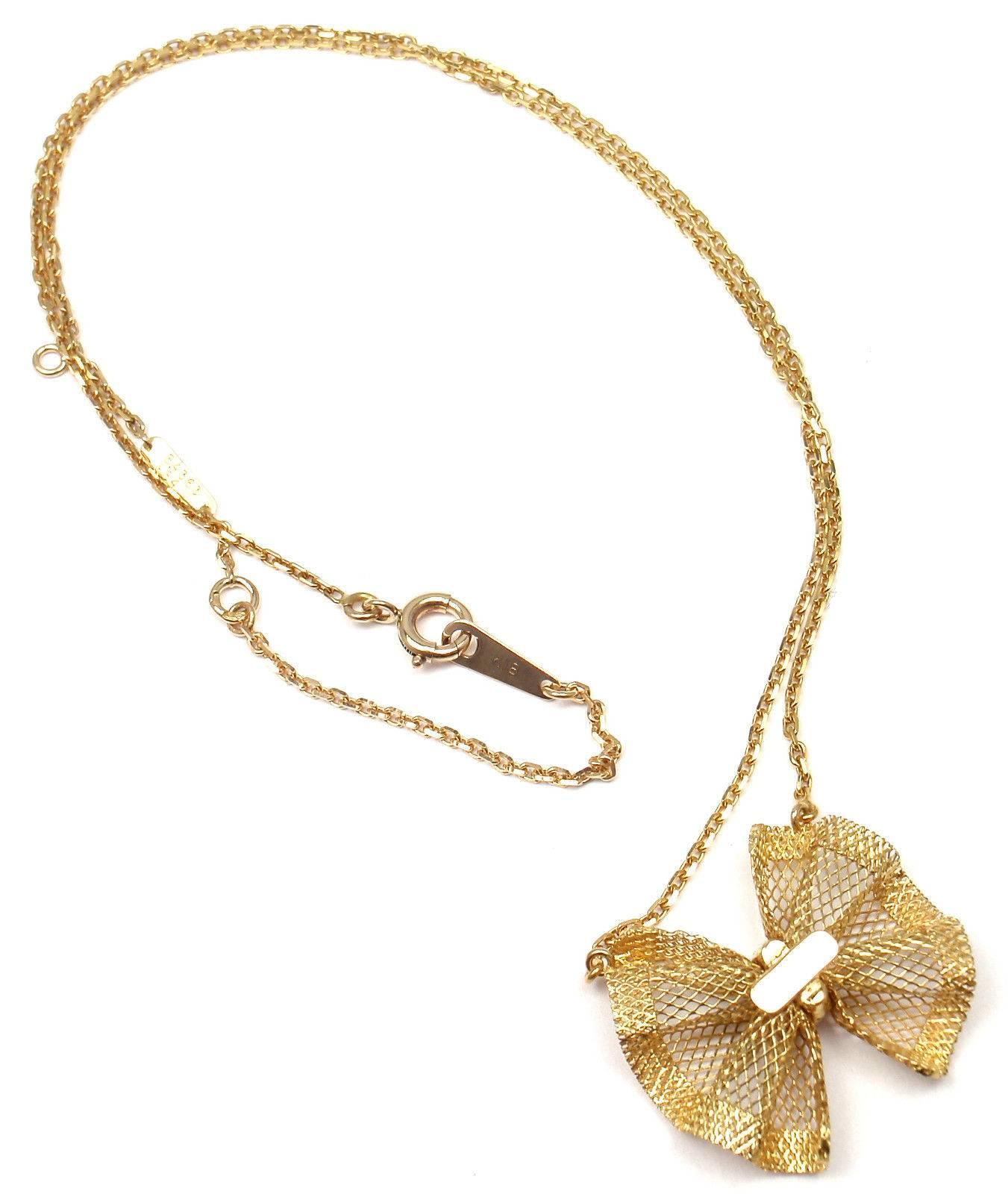 Van Cleef & Arpels Diamond Gold Bow Pendant Necklace 2