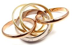 Cartier Trinity Six Band Diamond Tri-Color Gold Band Ring