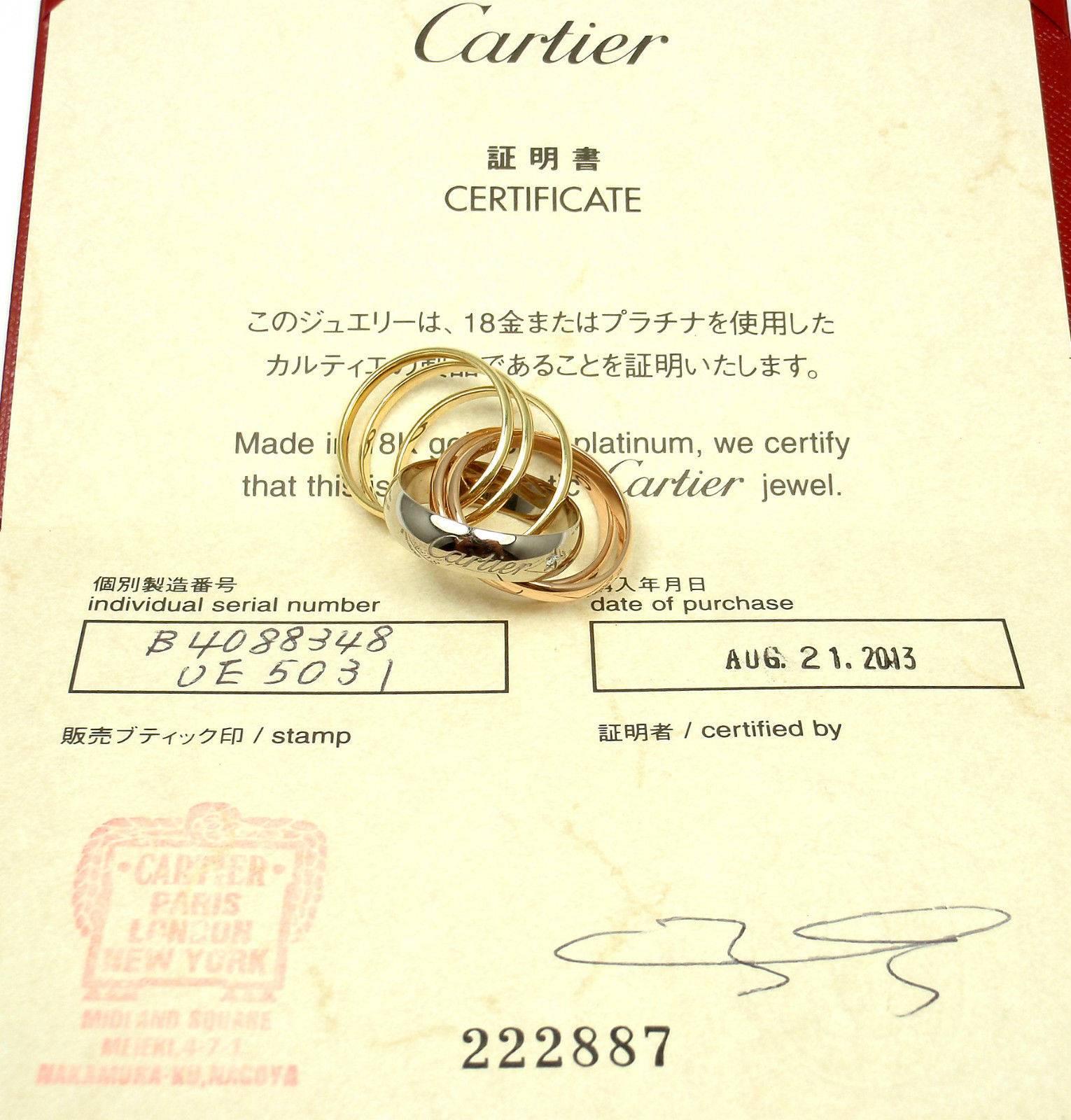 Women's Cartier Trinity Six Band Diamond Tri-Color Gold Band Ring 