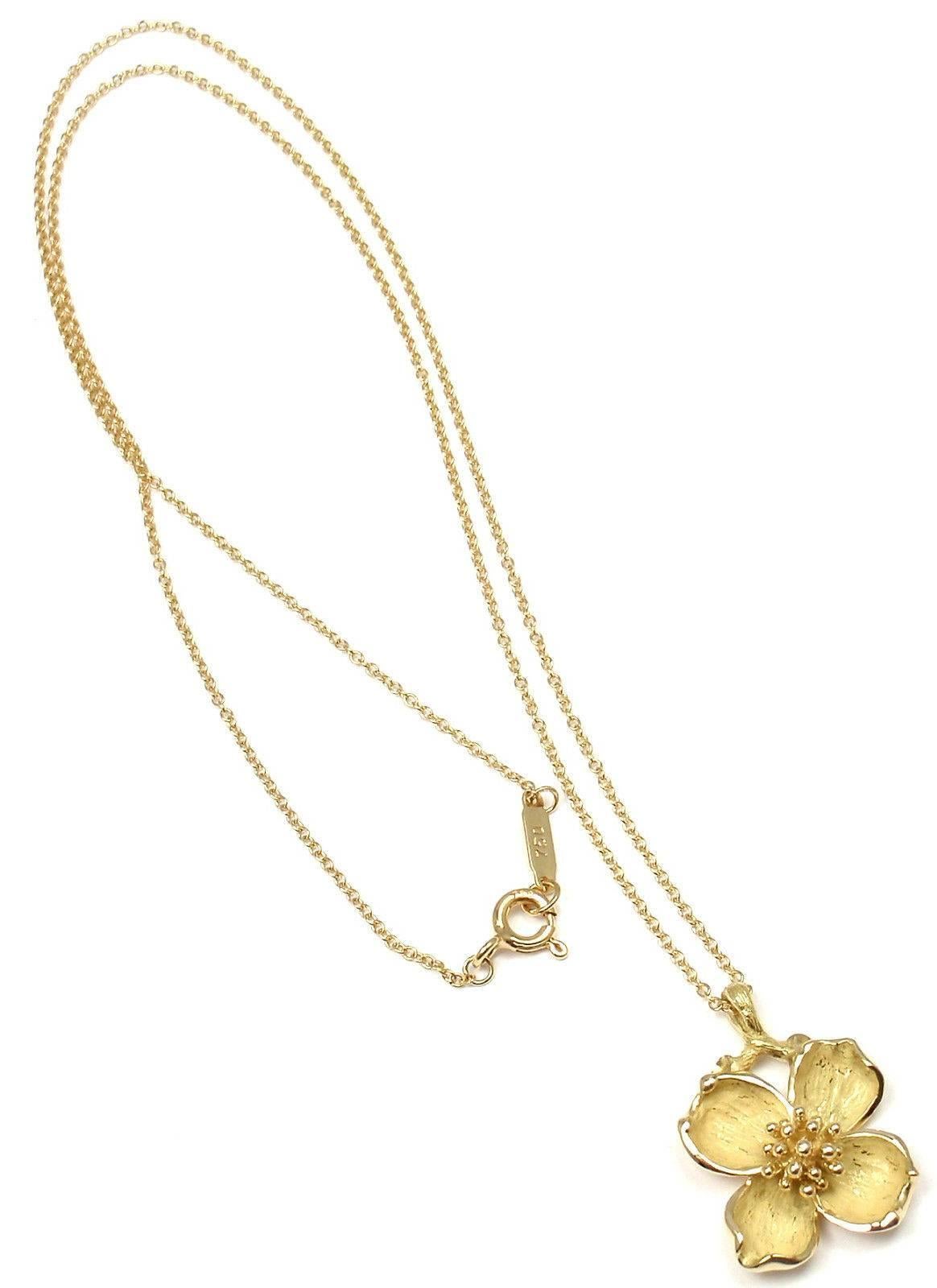 Tiffany & Co. gold Dogwood Flower Pendant Necklace 1