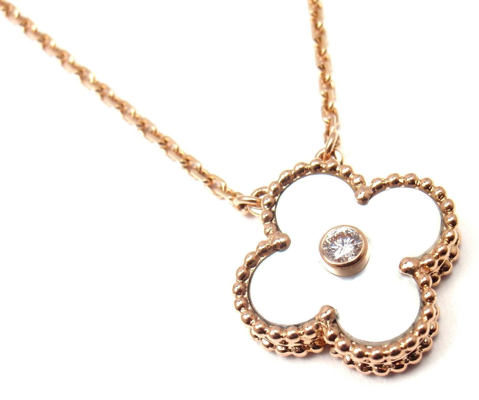 Van Cleef & Arpels Ltd Ed Alhambra Diamant Perlmutt Gold Halskette 4