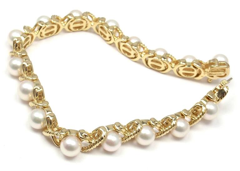 Tiffany and Co. Pearl Gold X Bracelet at 1stDibs