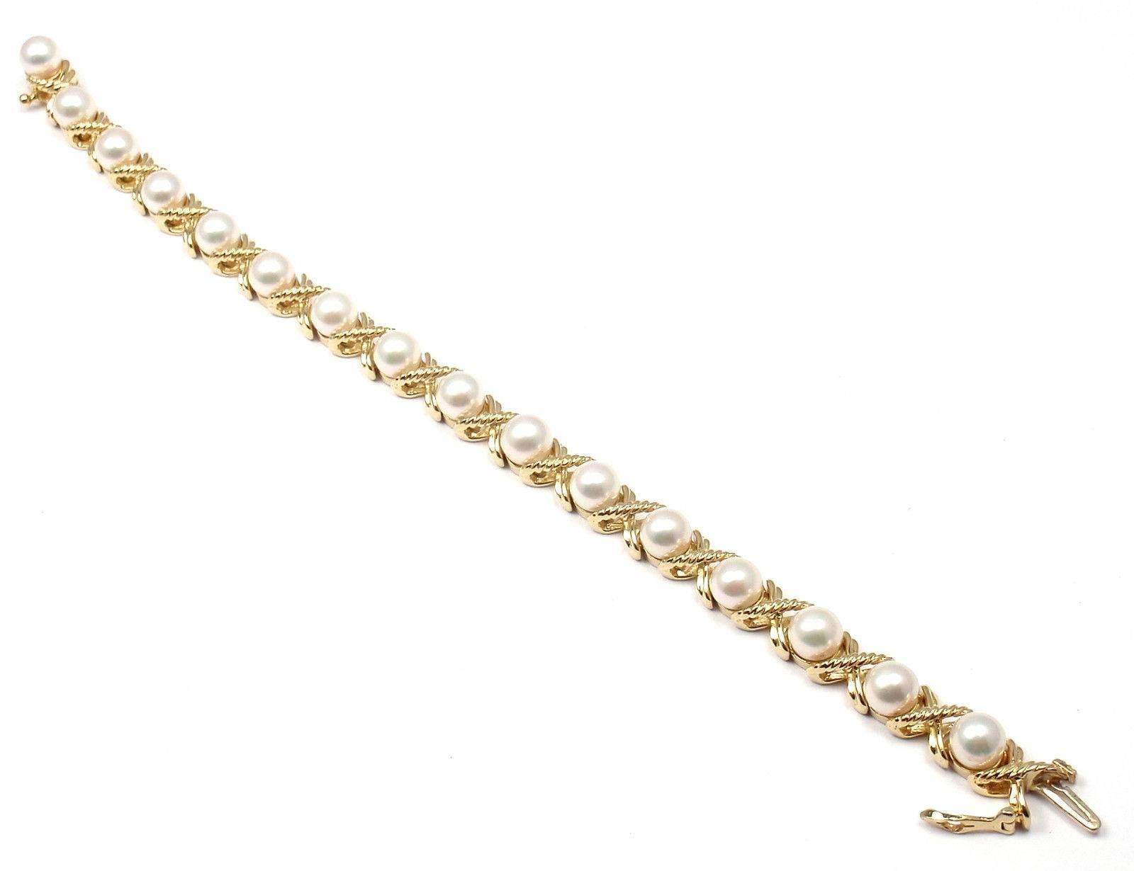 Tiffany & Co. Pearl Gold X Bracelet 2