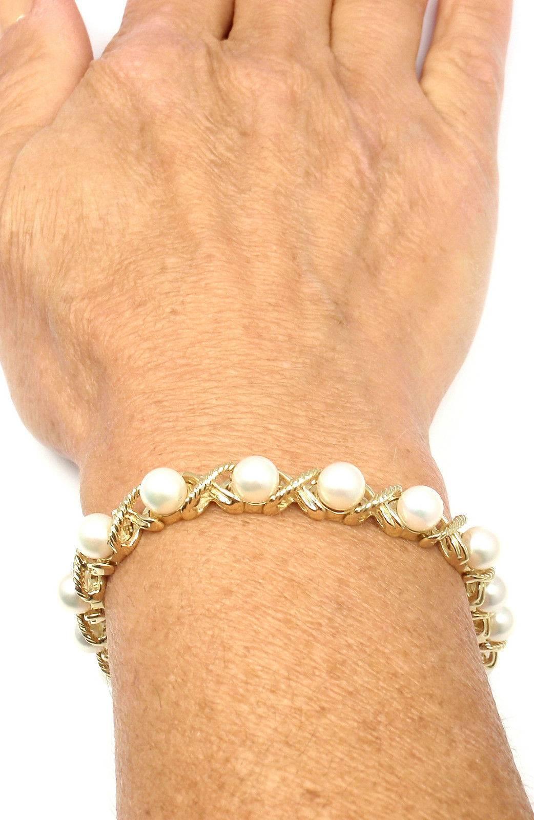 Tiffany & Co. Pearl Gold X Bracelet 6