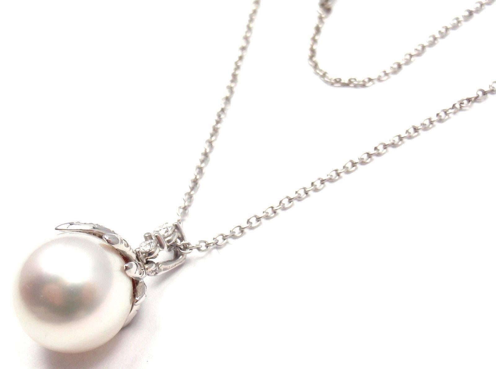 Tiffany & Co. Fireworks South Sea Pearl Diamond Platinum Necklace In New Condition In Holland, PA
