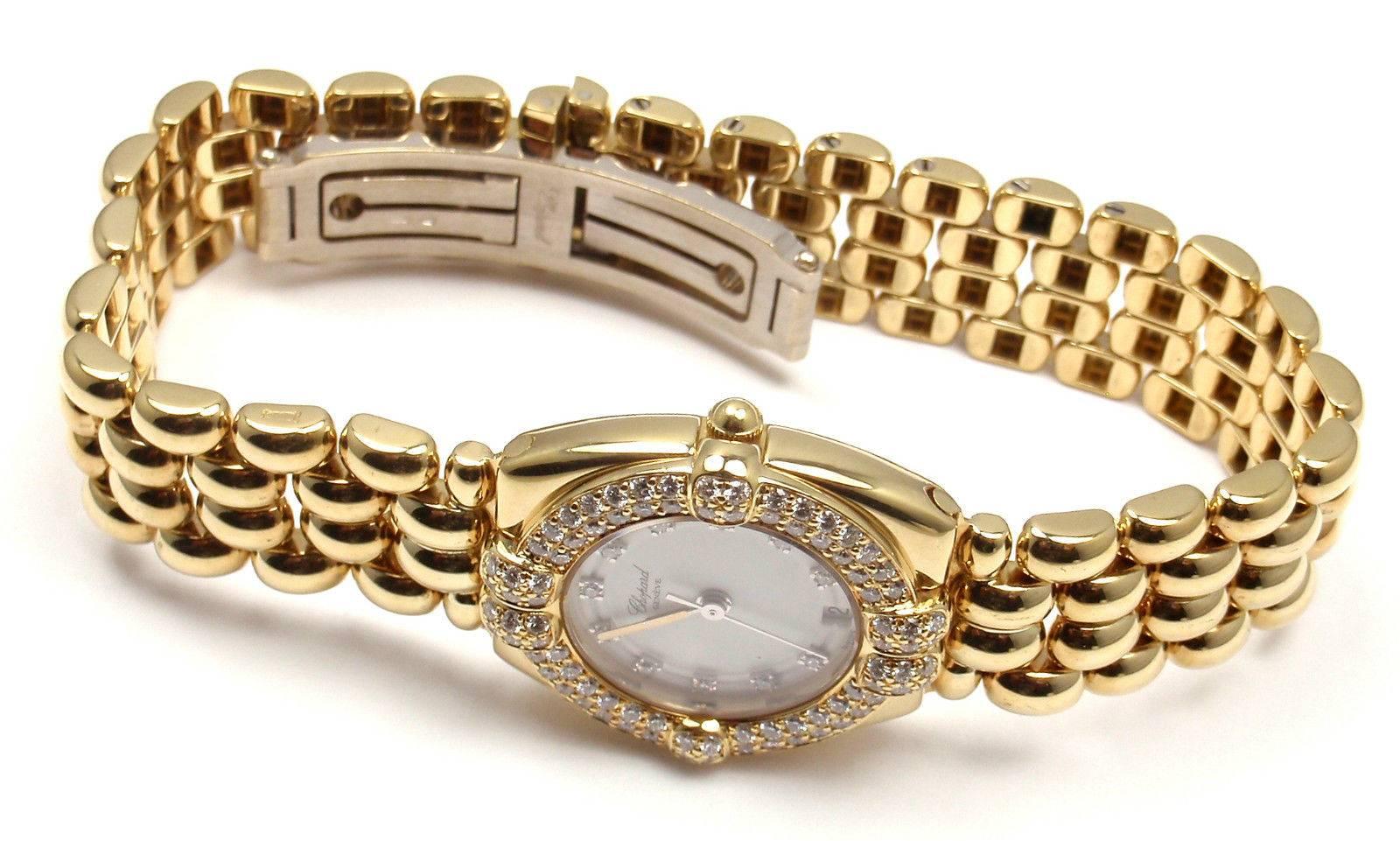 Chopard lady's yellow gold diamond Gstaad quartz wristwatch 1