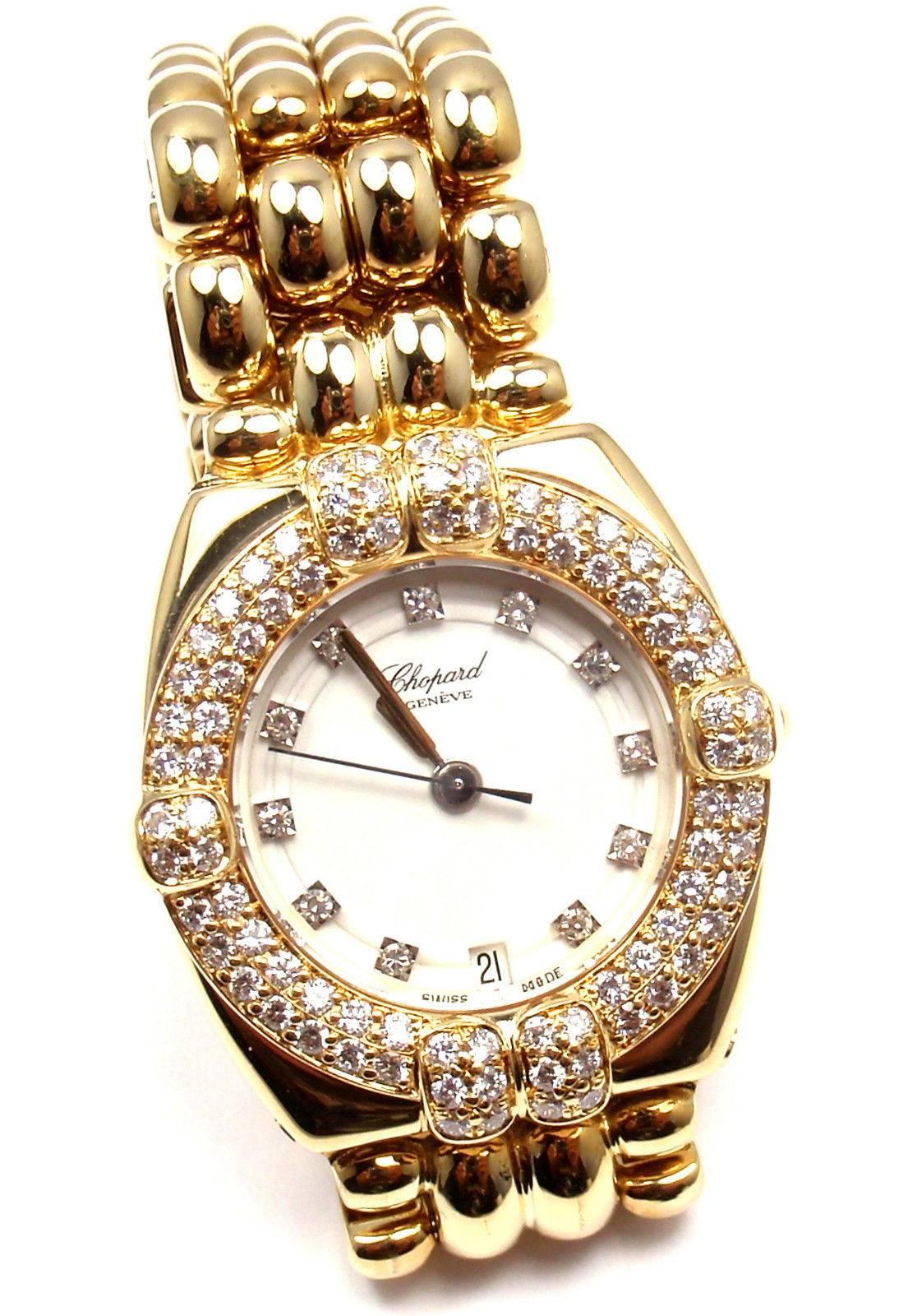 Women's Chopard lady's yellow gold diamond Gstaad quartz wristwatch