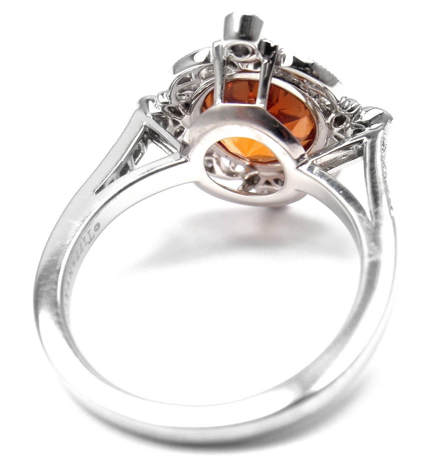 Tiffany & Co. 3.25 Carat Spessartite Garnet Diamond Platinum Ring 1