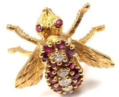 Herbert Rosenthal Ruby Diamond gold Bee Pin brooch