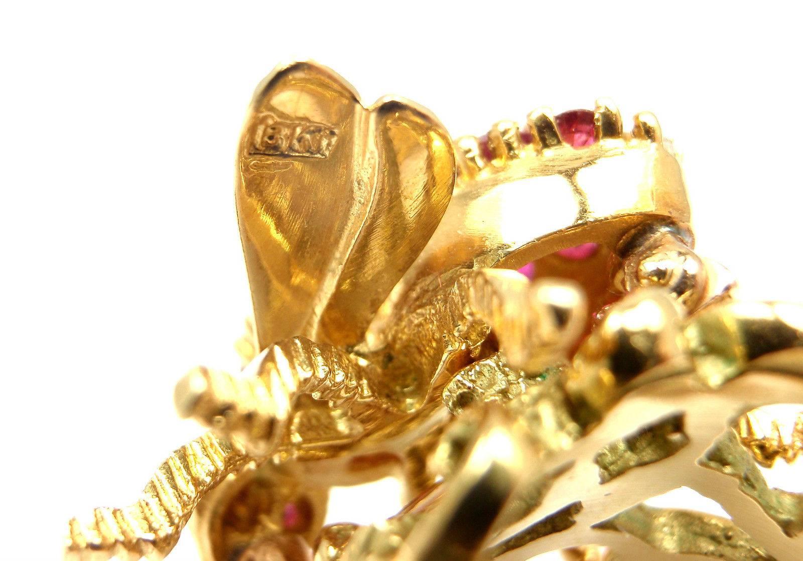 Herbert Rosenthal Ruby Diamond gold Bee Pin brooch 1