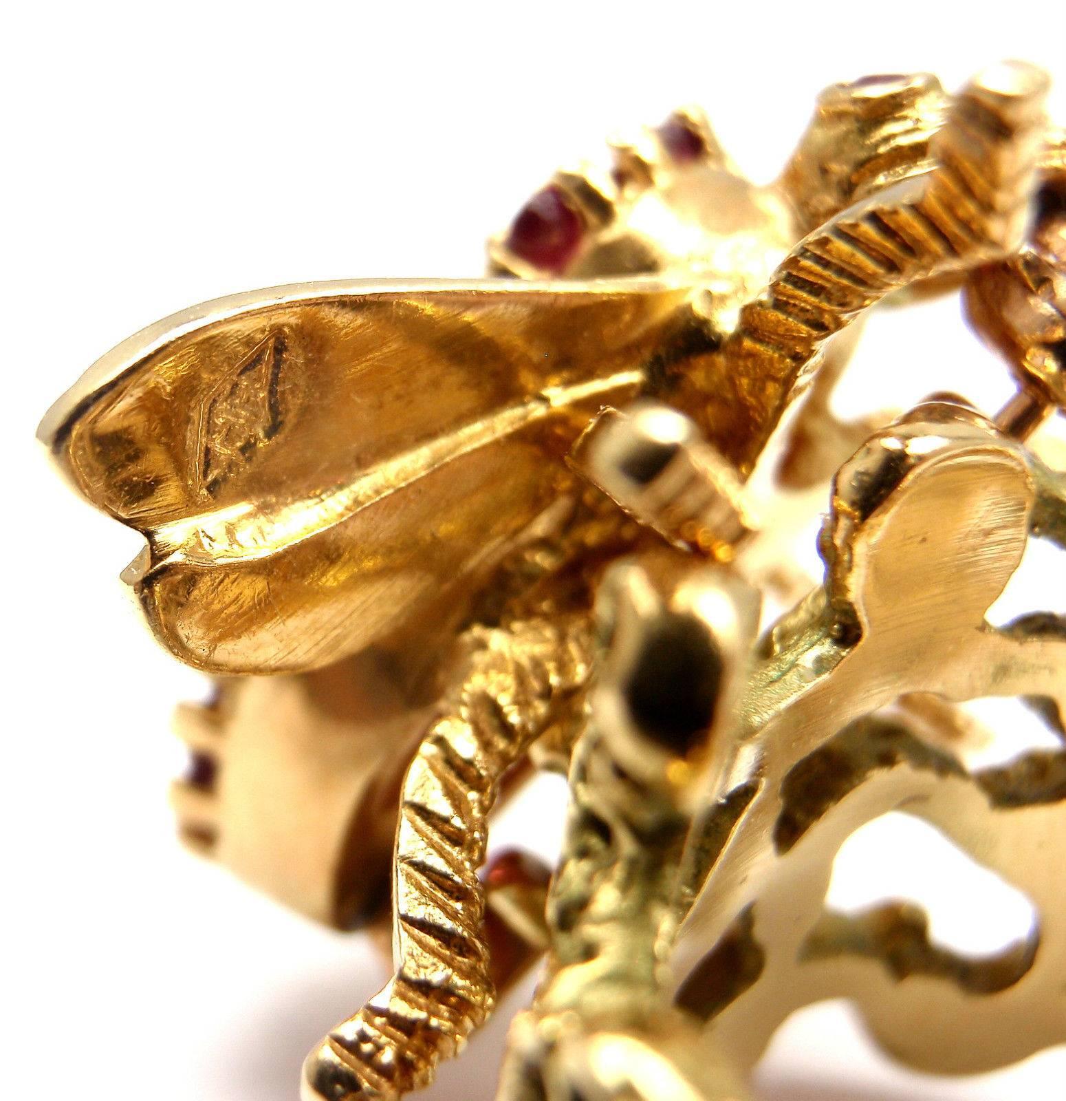 Herbert Rosenthal Ruby Diamond gold Bee Pin brooch 4