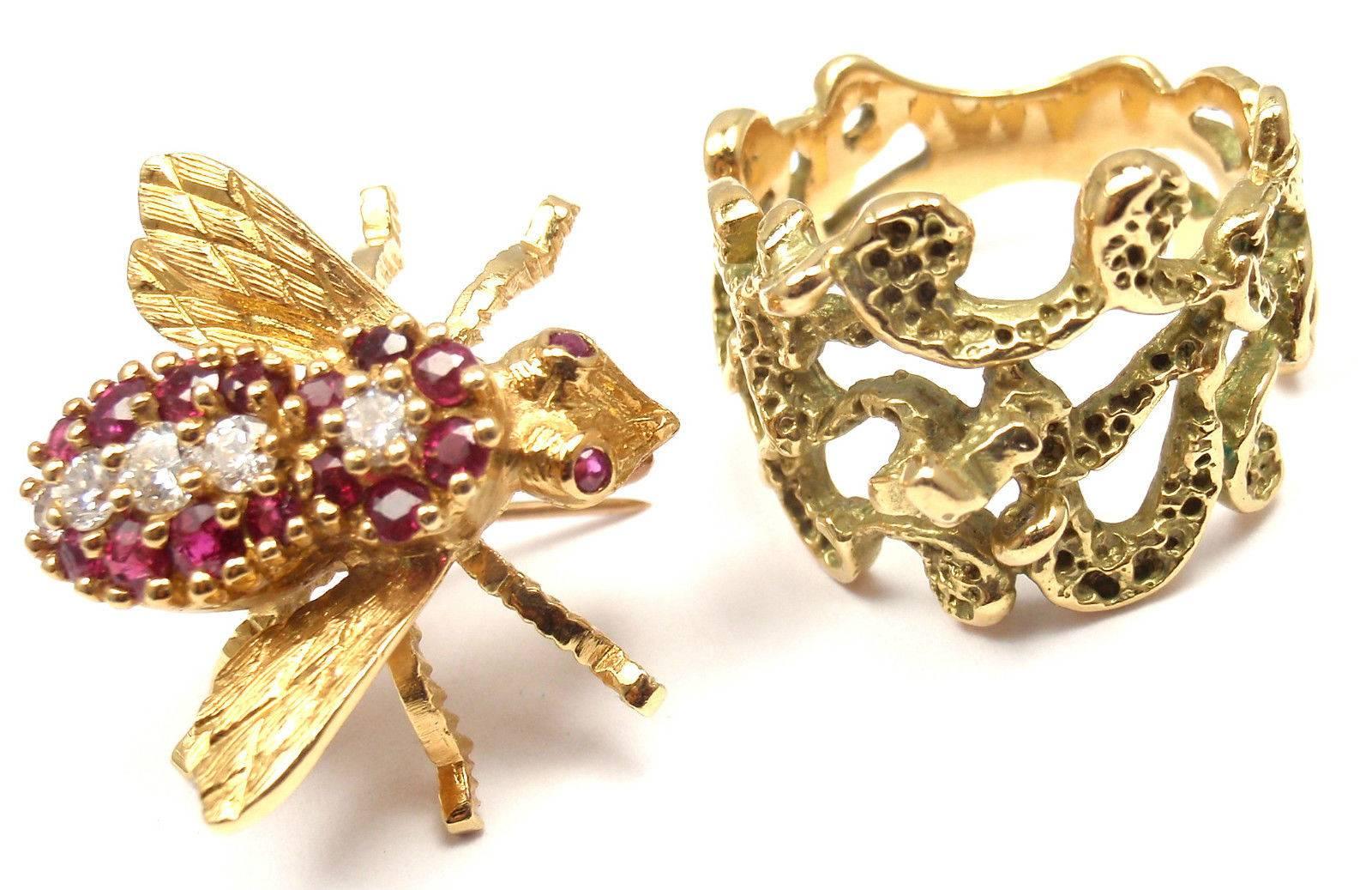 Women's Herbert Rosenthal Ruby Diamond gold Bee Pin brooch