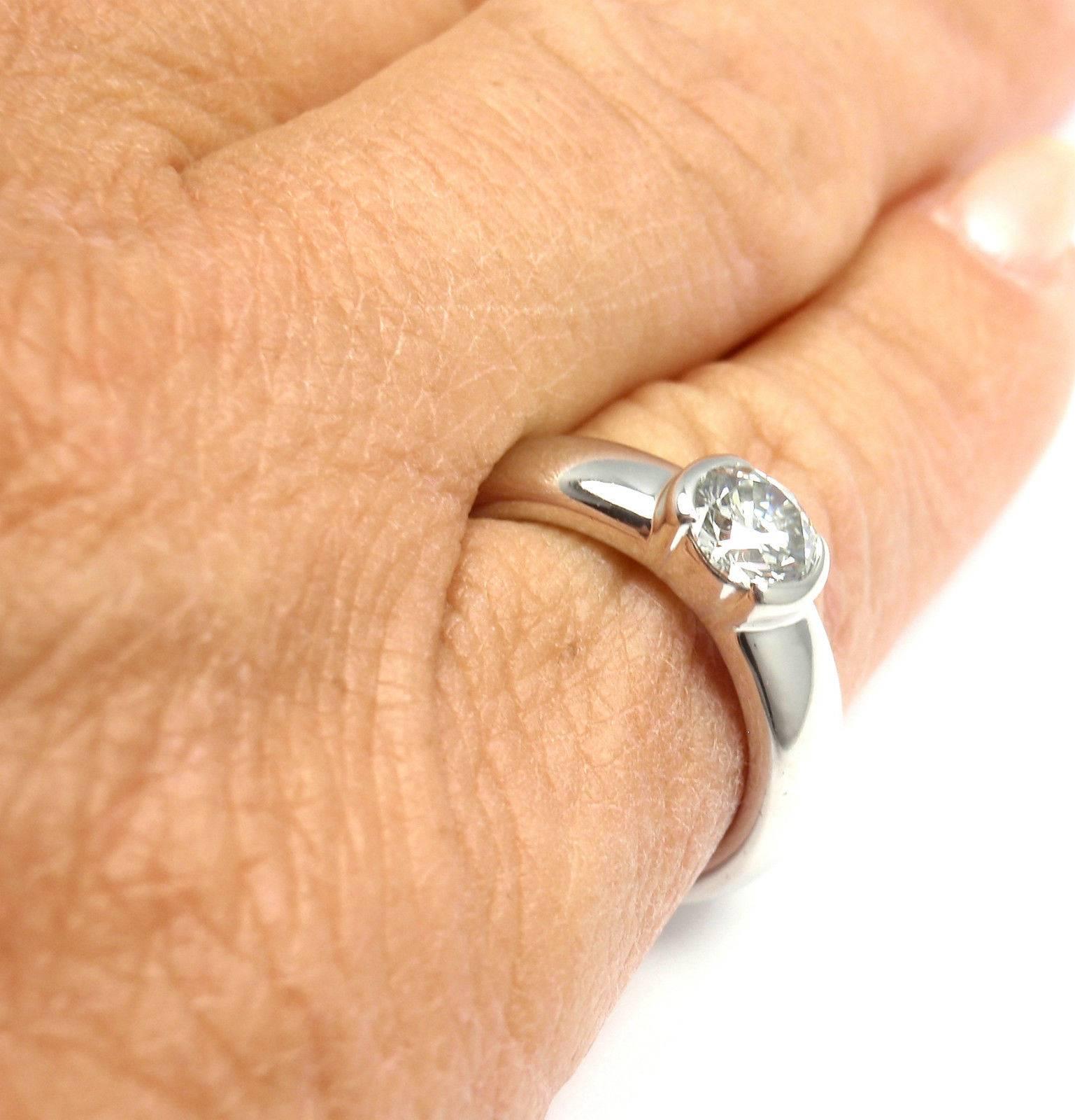 Tiffany & Co. Etoile Diamond Solitaire Platinum Band Ring 6