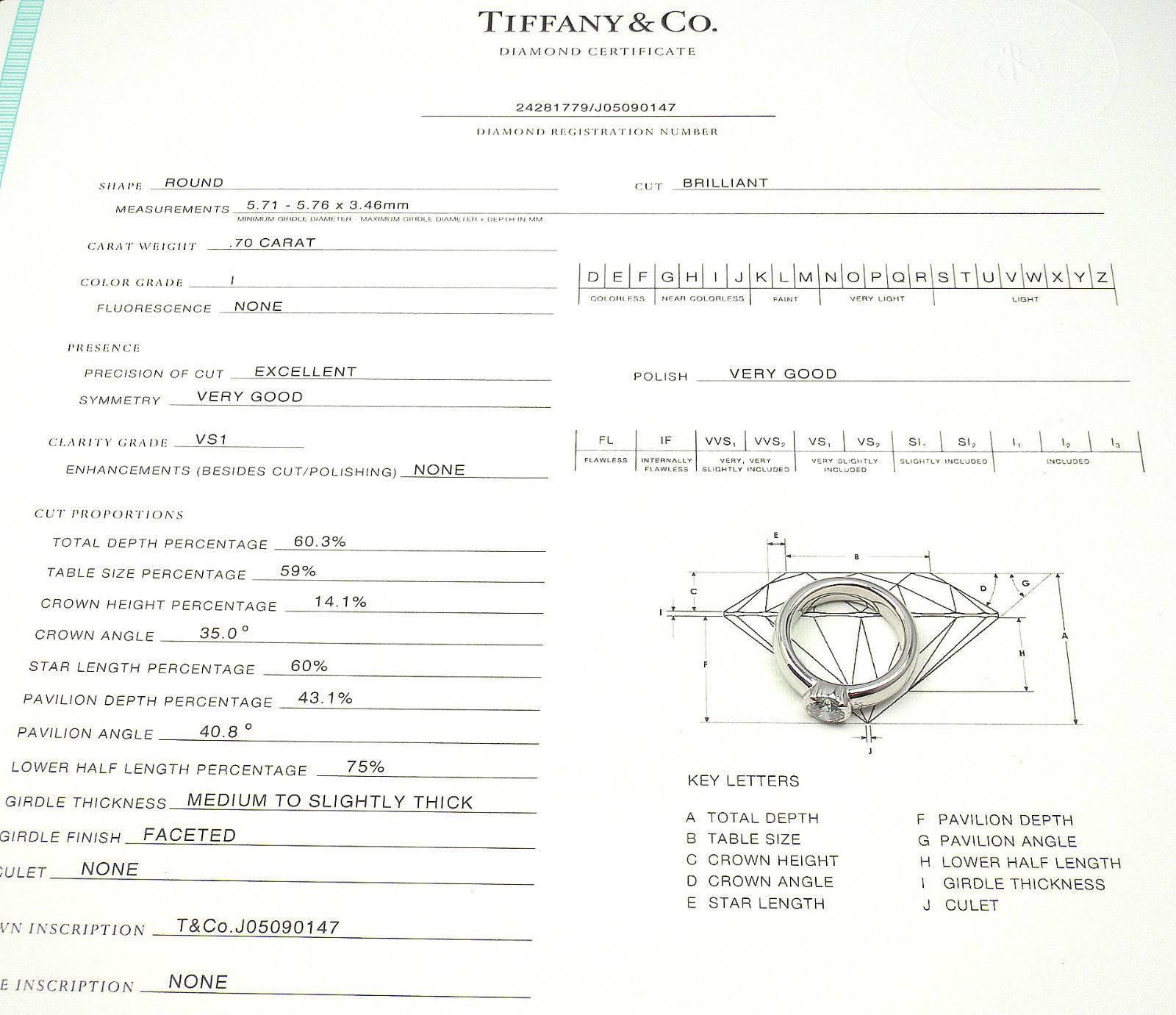 Tiffany & Co. Etoile Diamond Solitaire Platinum Band Ring 2