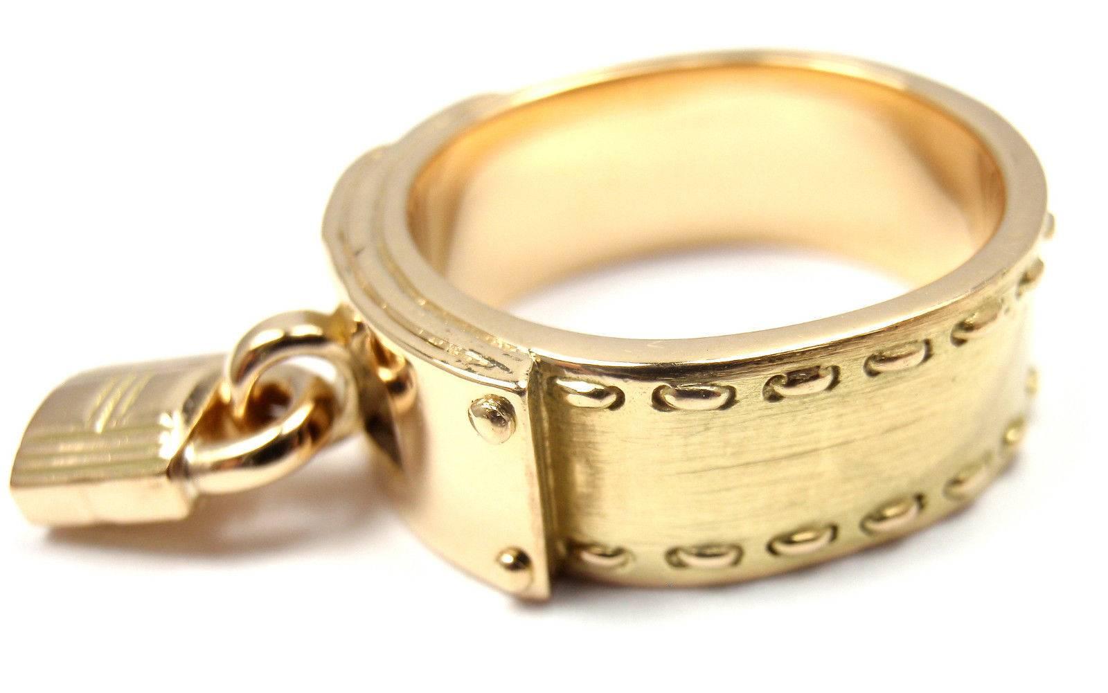 Hermes H Lock Gold Band Ring  In New Condition In Holland, PA