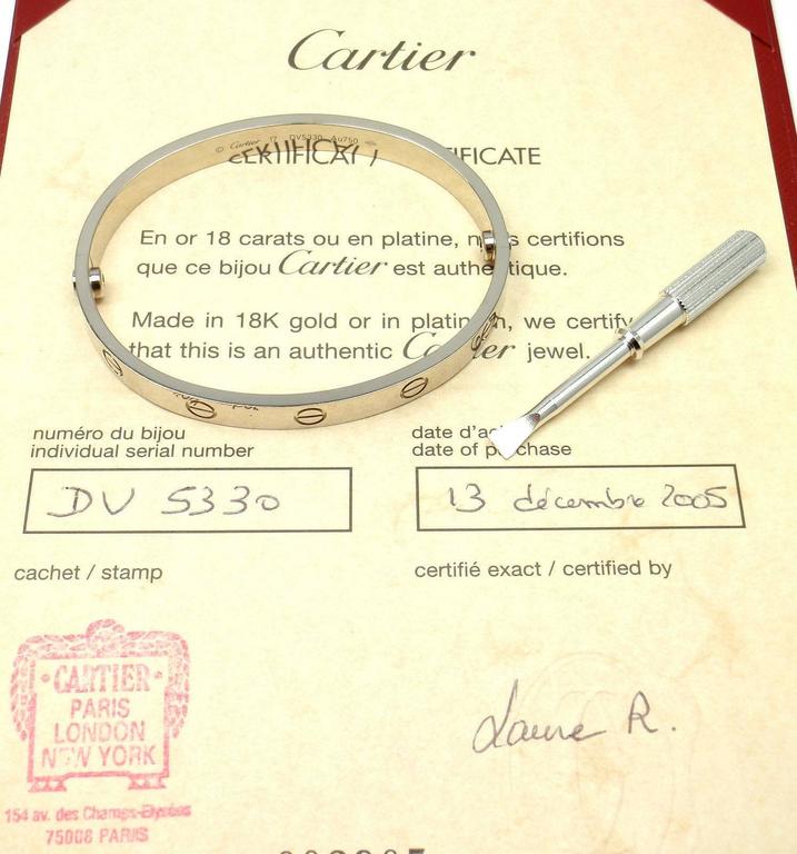cartier love bracelet id number