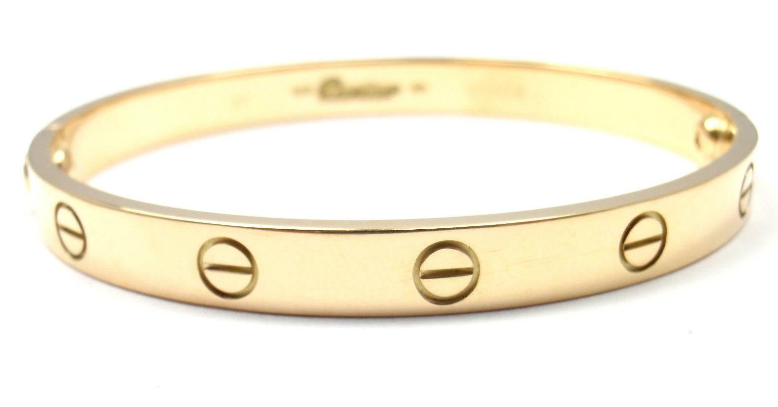 Cartier Love Yellow Gold Bangle Bracelet Size 17 2