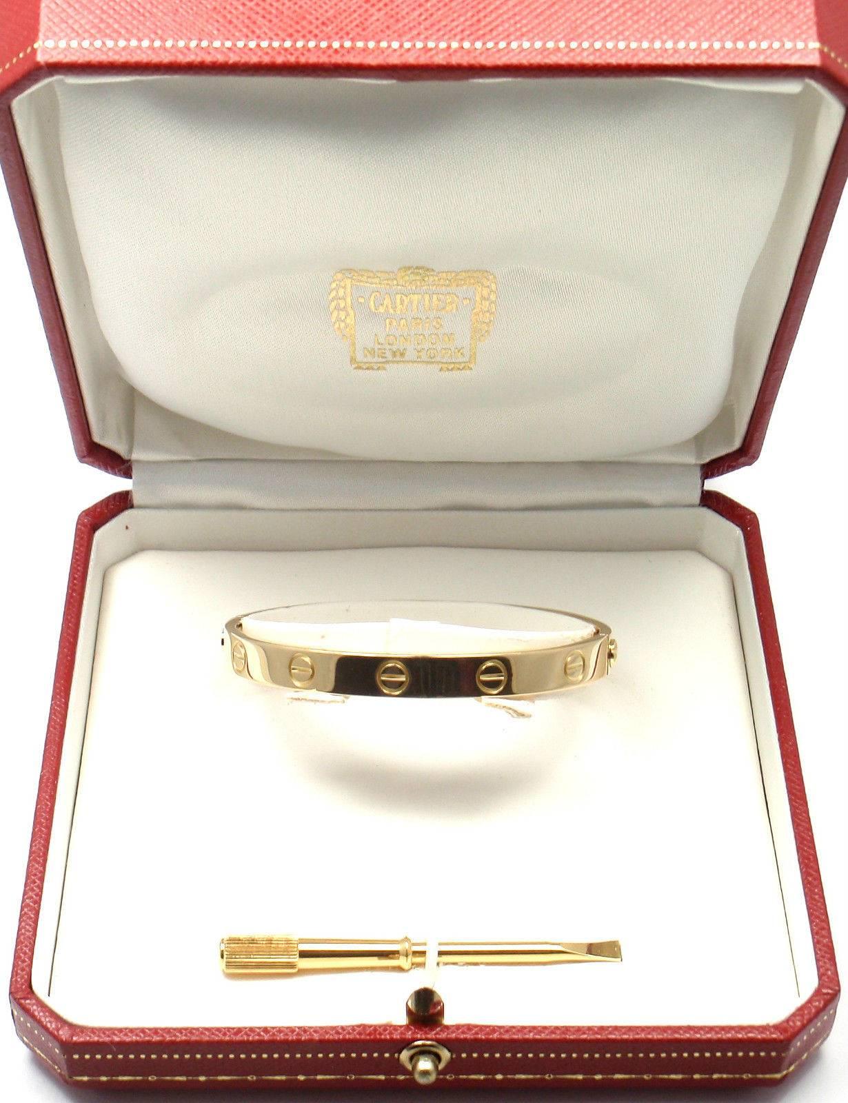 Cartier Love Yellow Gold Bangle Bracelet Size 17 3