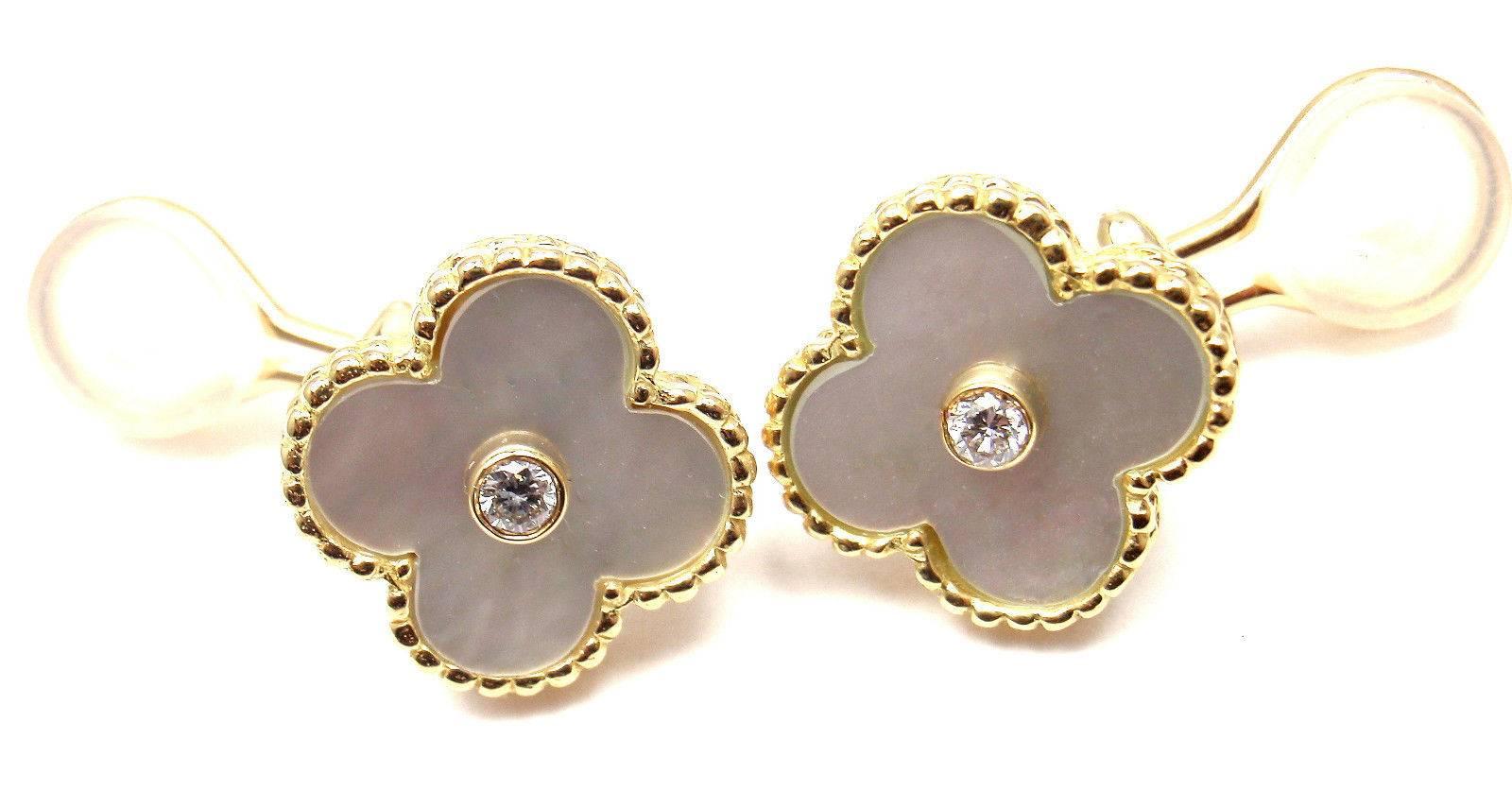 van cleef diamond alhambra earrings