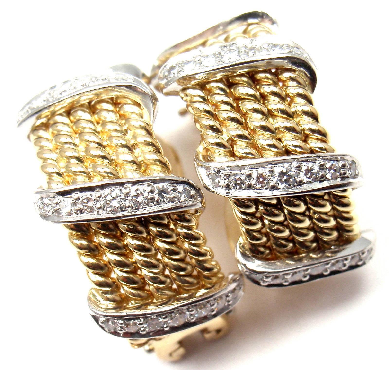 Tiffany & Co Jean Schlumberger Diamond Yellow Gold Earrings 2