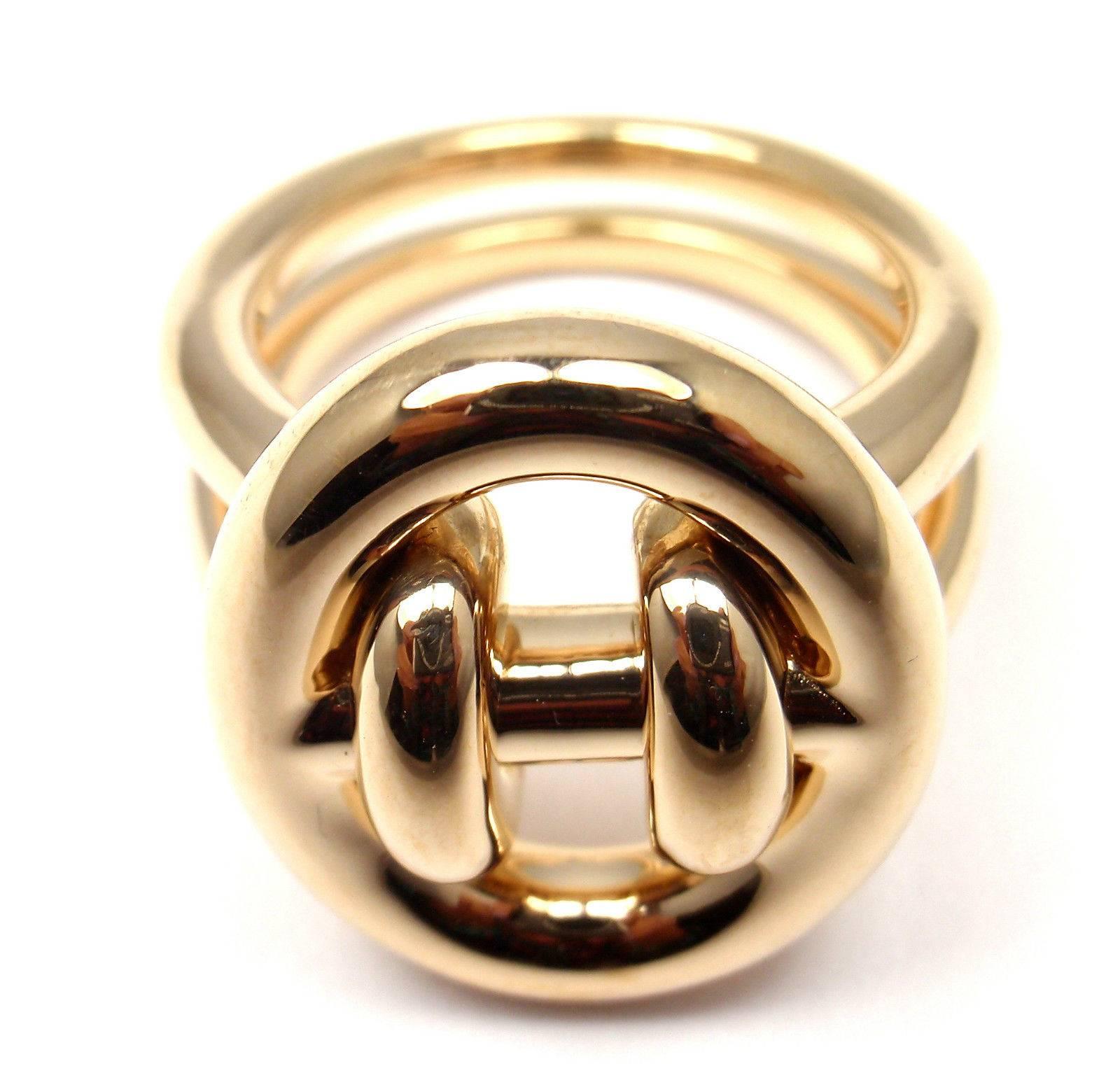 Hermes Large Oval H Gold Ring 4