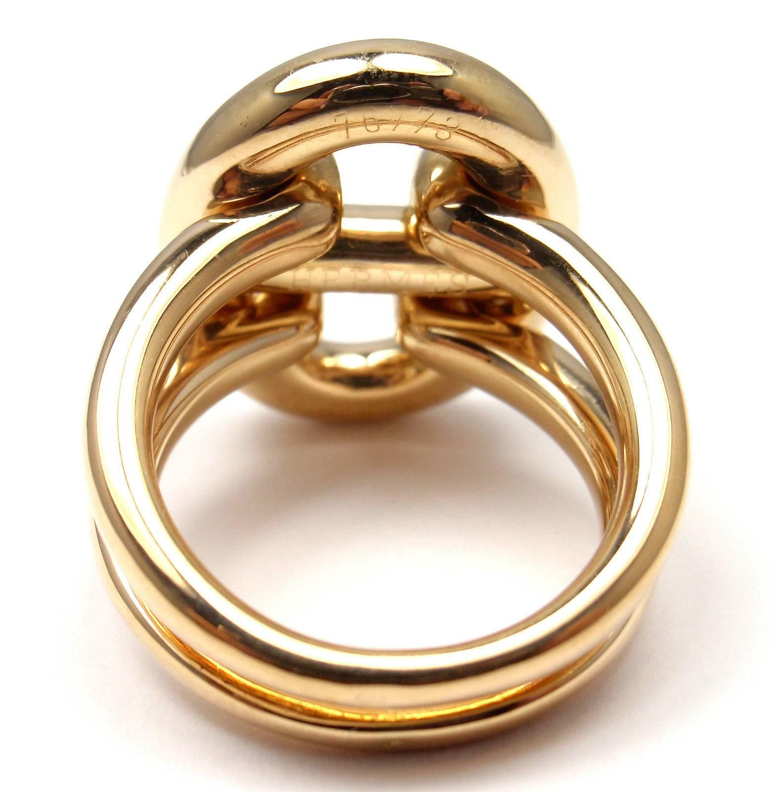 Hermes Large Oval H Gold Ring 1