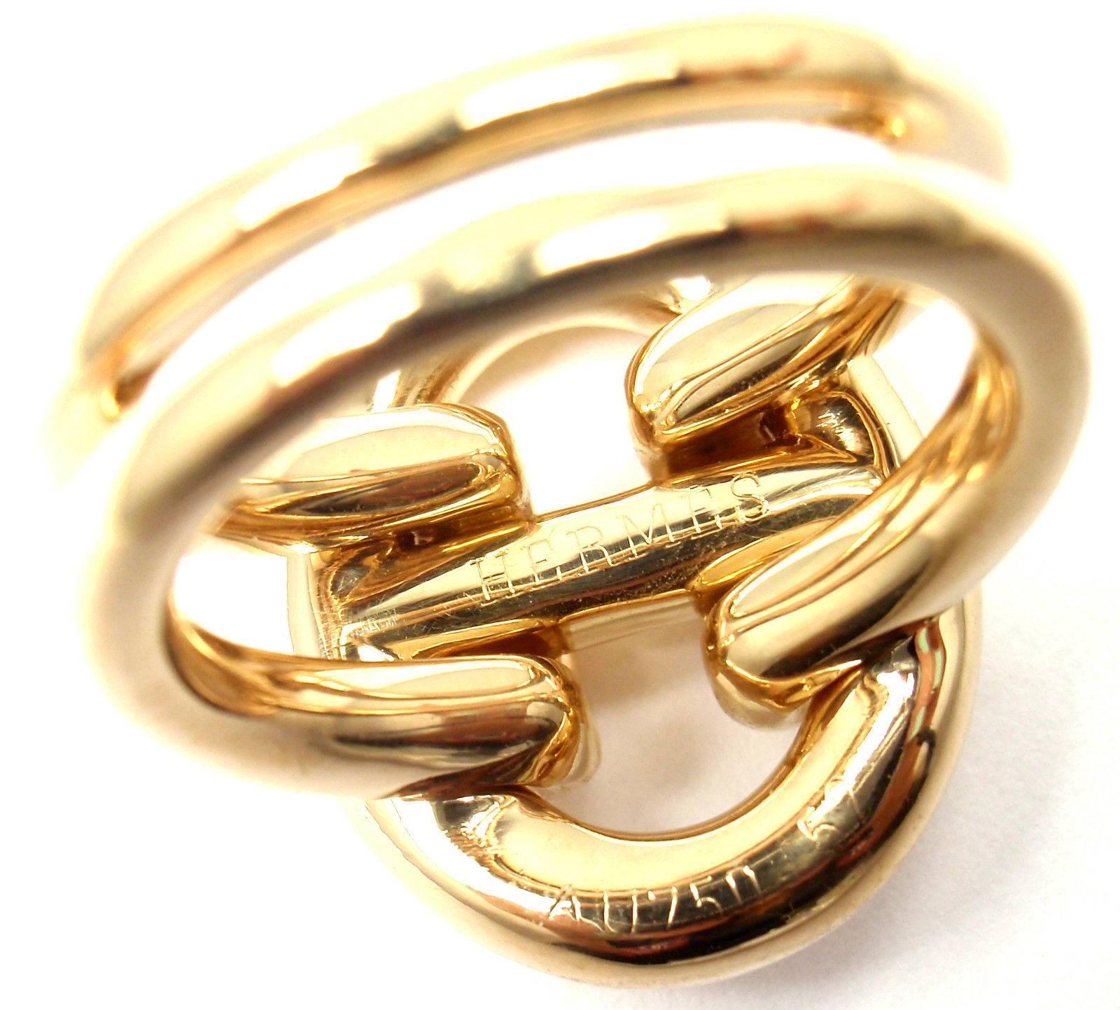 Hermes Large Oval H Gold Ring 2